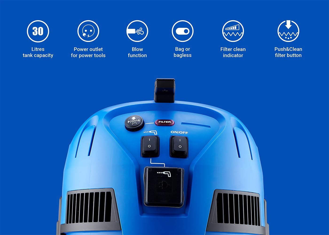 Nilfisk Multi II 30L T Aspiratore Solidi e Liquidi – Per Casa, Giardino e Auto – Funzioni di Aspirazione e Soffiaggio per Interni ed Esterni (1400 W)