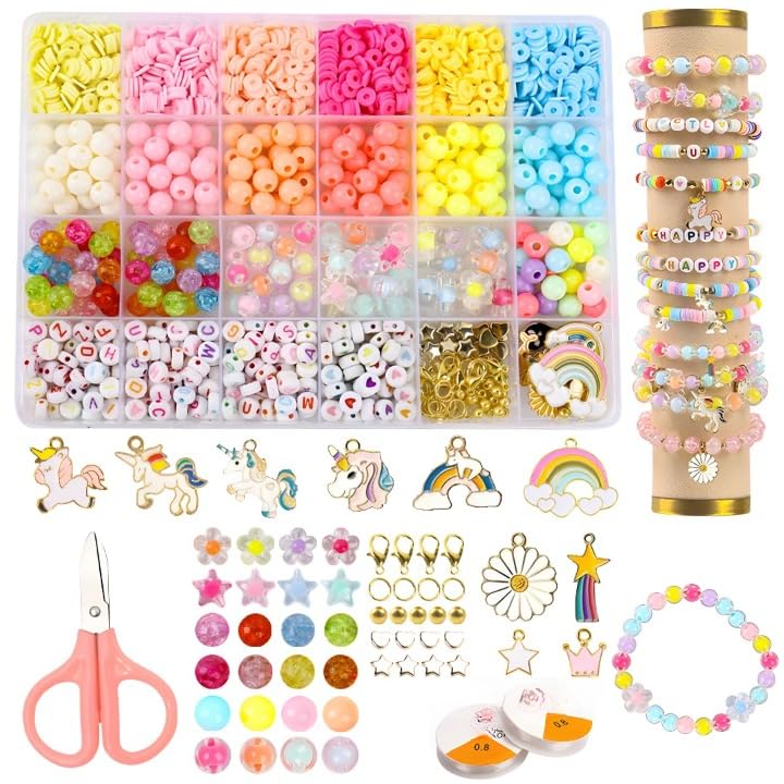 RAMAKHYAM Unicorn Bracelet Making Kit for Girls | DIY Jewellery Craft Set with Charms, Glow Beads & Colorful Shapes | Creative Beads Making Box | Gift for Ages 3 to 12–14 Years-image-40