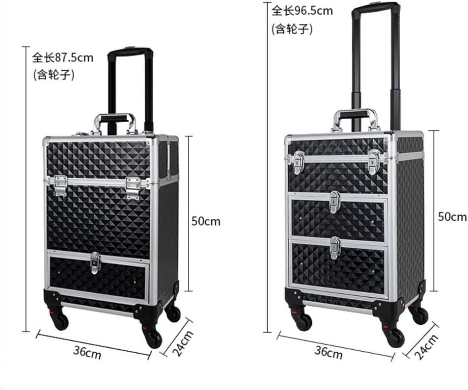Beauty manicurist trolley cosmetic case aluminum portable travel makeup embroidery luggage image 2