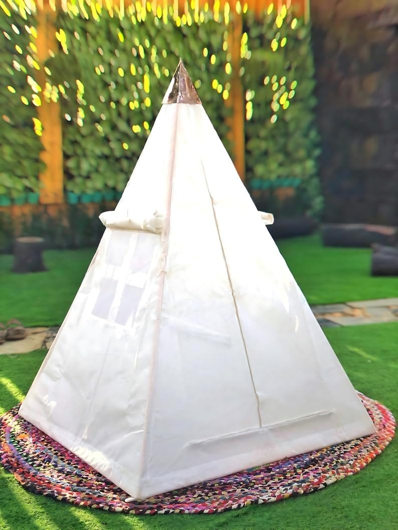Aluminum lite Duty Nubian Meditation Pyramid 3 Feet Base with 5 Corner connectors and 8 Main Pipes with White Tent