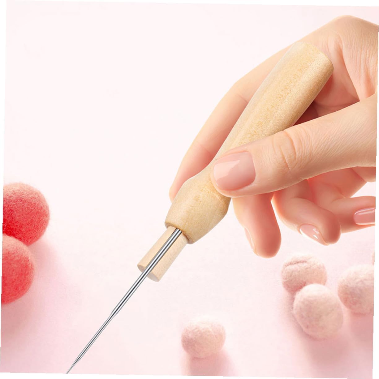 VILLCASE 9pcs Needle Felting Handles with Wooden Ergonomic Long Grip for Craft Projects Wool Felting Tool for Beginners and Experts Precise Control for DIY Wool Art