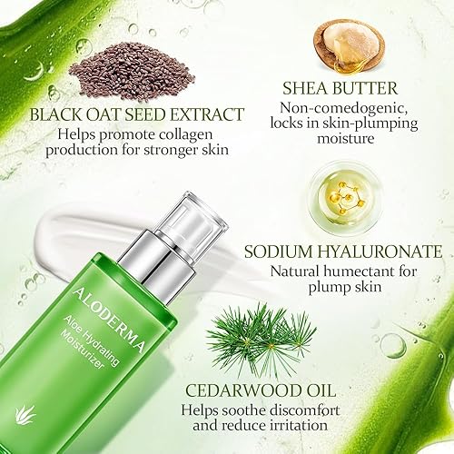 Miniatura 3 de Aloderma Hidratante facial hidratante hecho con 77 aloe vera orgánico dentro de las 12 horas posteriores a la cosecha bloquea naturalmente la
