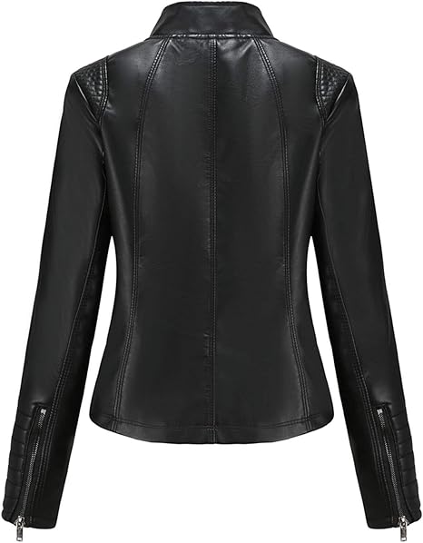 Giacca In Ecopelle Donna Corta - Giubbotto Biker Stile Moto Con Cerniere Metallate - Foto 14