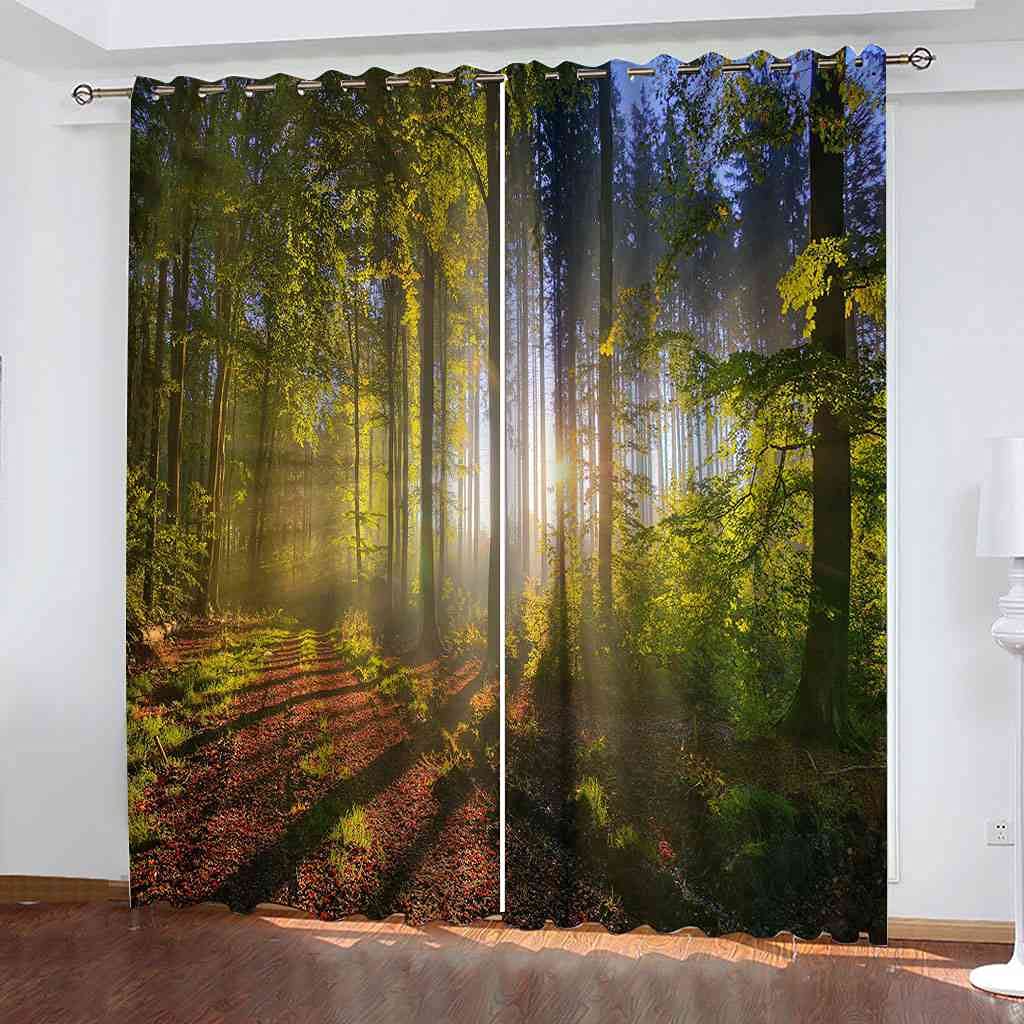 Rideaux occultants enfant forêt verte 200x214 cm isolants