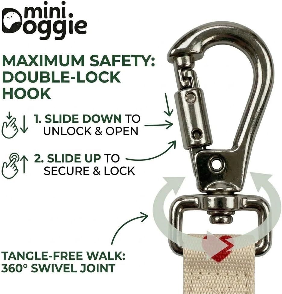Heart Leash – 3 Colors, Double Lock Safety Clip, Durable 2.5cm Wide Dog Walking Lead (Ivory)