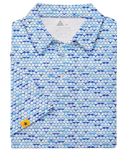 Image of ZITY Mens Golf Polo Shirts Short Sleeve UPF 50+ Performance Moisture Wicking Print Pattern Casual Collared Golf Shirt for Men