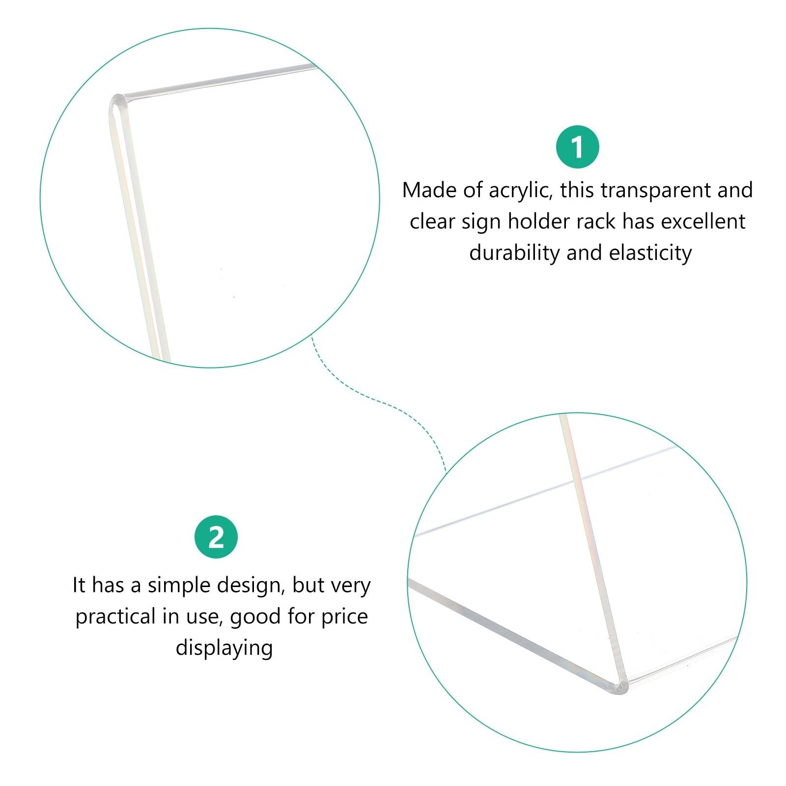 6 Stück L förmiger Acryl Schildhalter Transparenter Acryl Preisschildhalter für Tischkarten Menükarten und Preisangaben Büro und Einzelhandelsdisplay