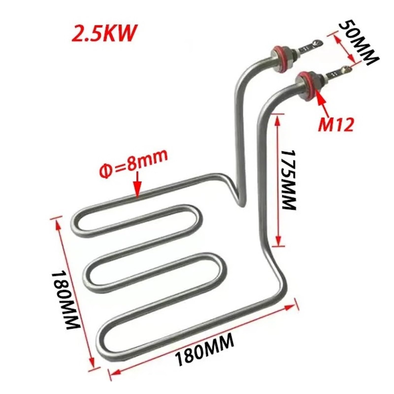 SUS304 2.5kw Elemento Calefactor For Freidora De Pollo Calentador Eléctrico Aceite Agua Hirviendo For Rendimiento De Calentamiento RáPido