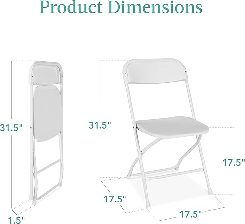 Miniatura 3 de Best Choice Products Juego de 10 sillas plegables de plástico, apilables, portátiles, para interiores y exteriores, para el hogar, patio, jardín,