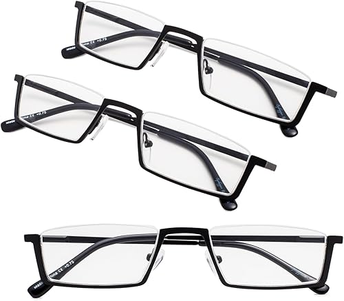GUD Gafas de lectura 3 pares de lentes de lectura de media montura para hombres y mujeres