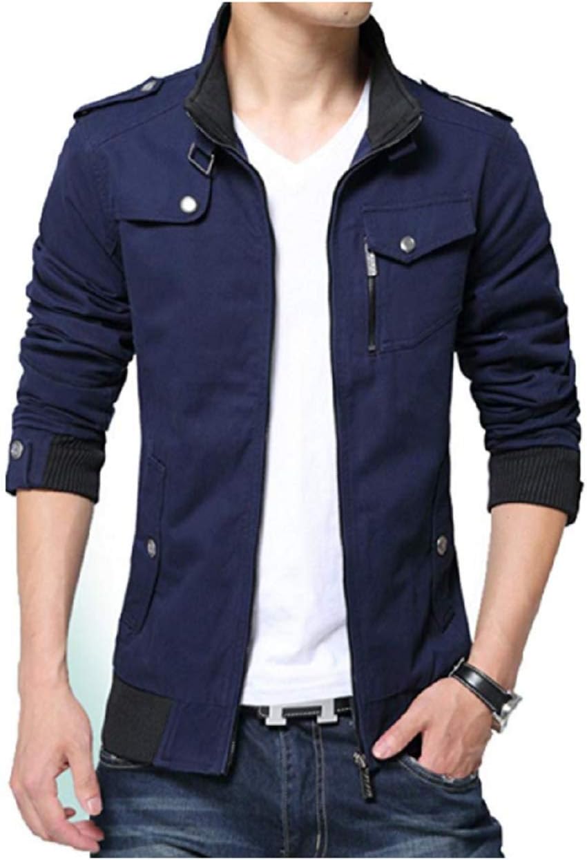 Men's Long Sleeve Full Zip Lightweight Jacket(Navy Blue 888,M Size)