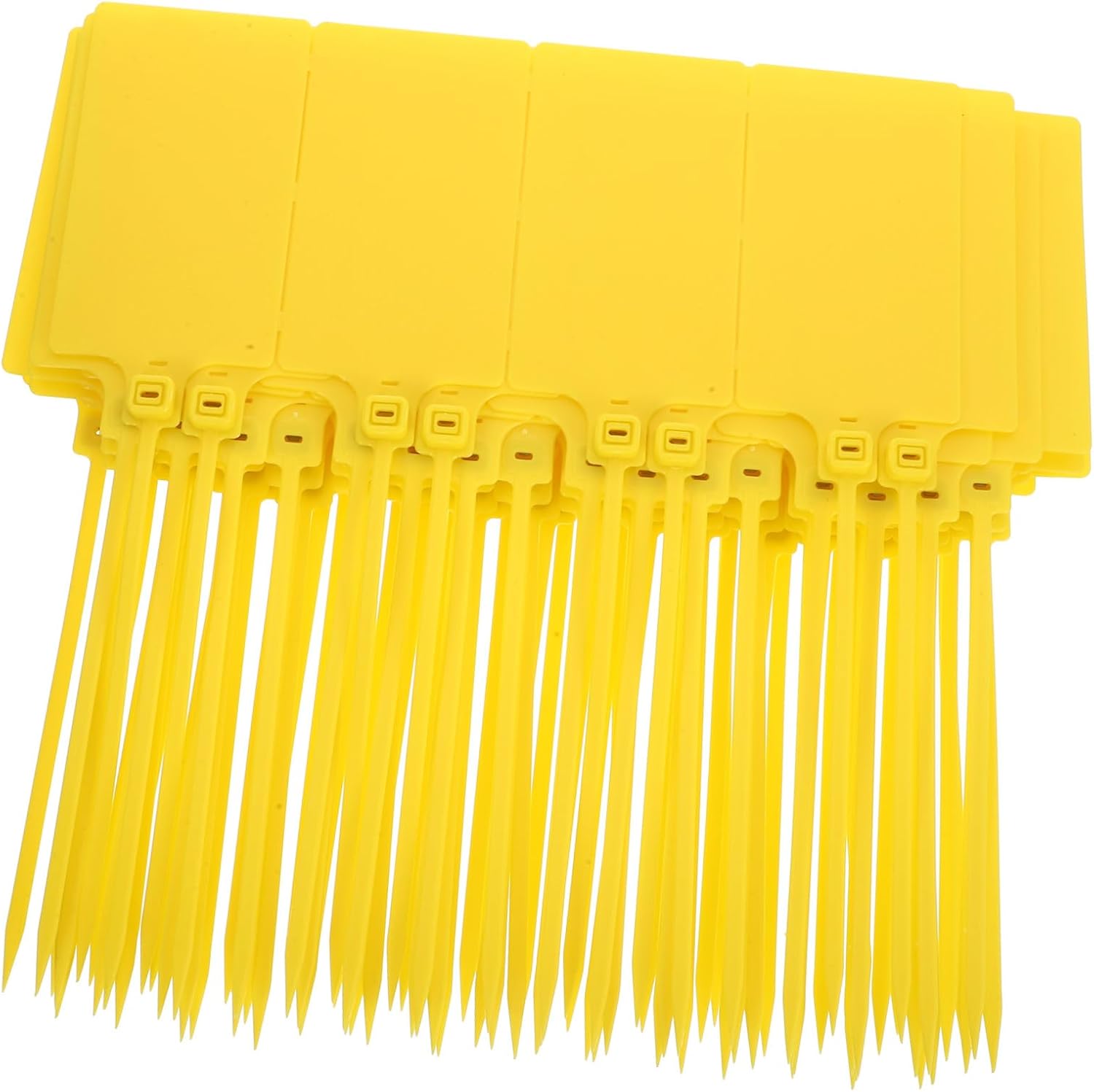 100pcs Yellow Plastic Shipping Labels Tags 5.8x100mm Luggage Labeling Tags with String for Industrial Packaging and Shipping Use