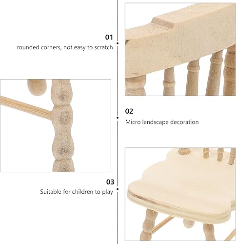 Miniatura 2 de SEWACC 6 piezas de fotografía de escena de madera, accesorios de mesa de comedor, decoración de muebles de dormitorio, sillas de decoración de casa