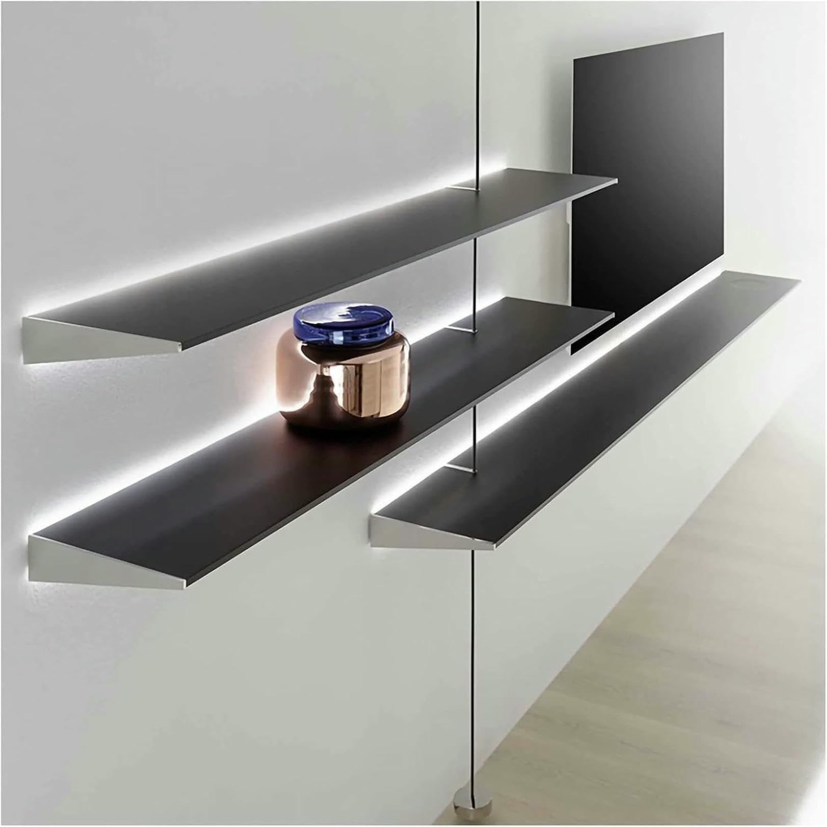 Étagère murale flottante en acier inoxydable lumineuse LED séjour