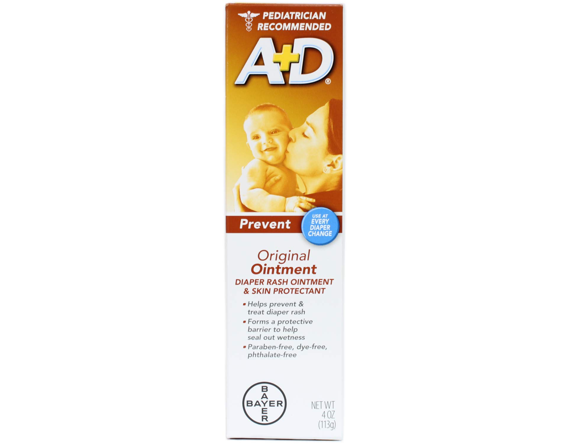 A+D Diaper Rash Ointment & Skin Protectant, Original 4 oz (Pack of 8)