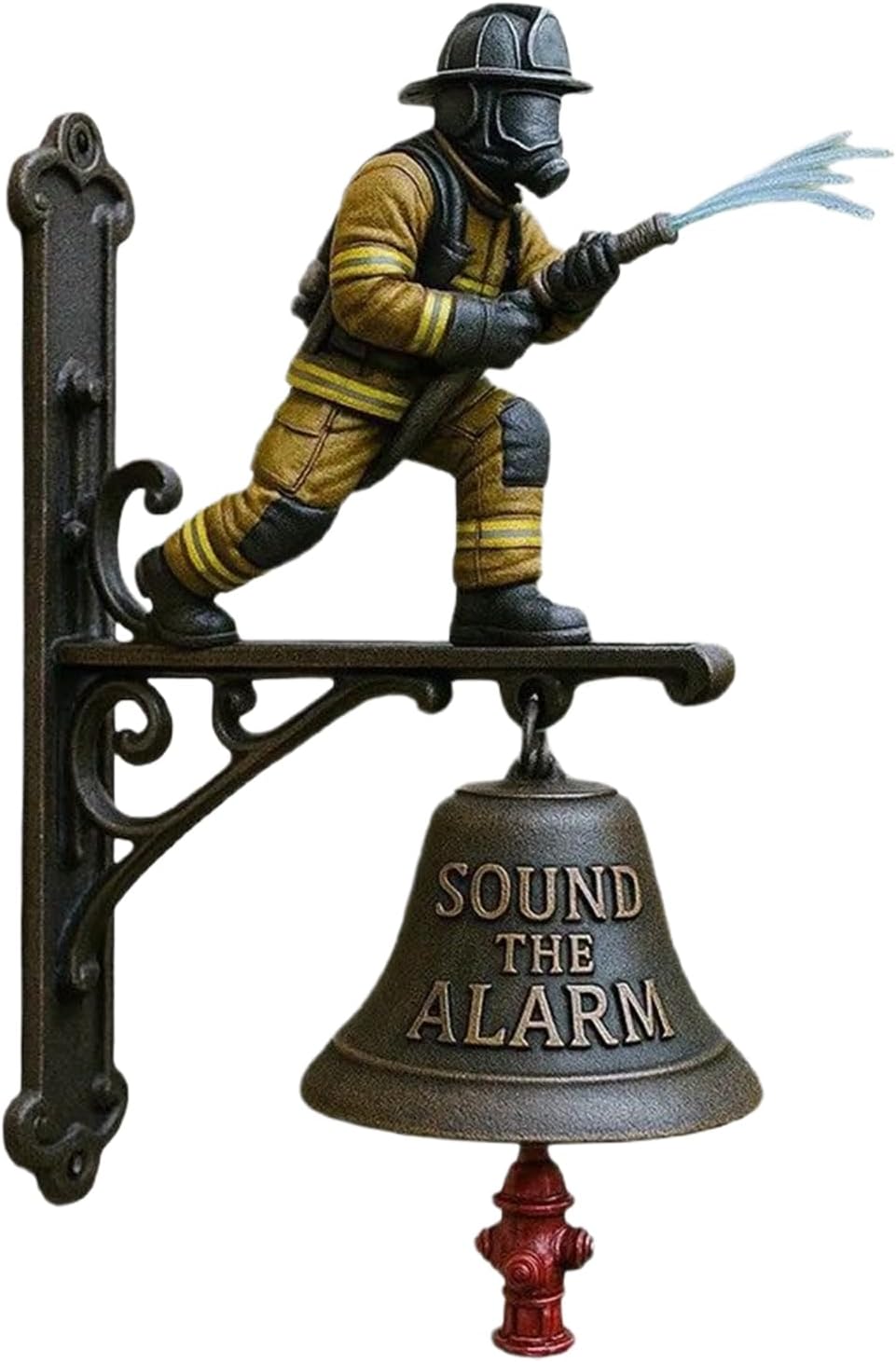 Bell for Door Opening | Vintage Metal Resin Firefighter Decor with Loud Alarm - Commemorative Porch Bell | for Porch Entryway Garden Shop Offices Church Restaurant Hotel Farmhouse Kitchen Prayer