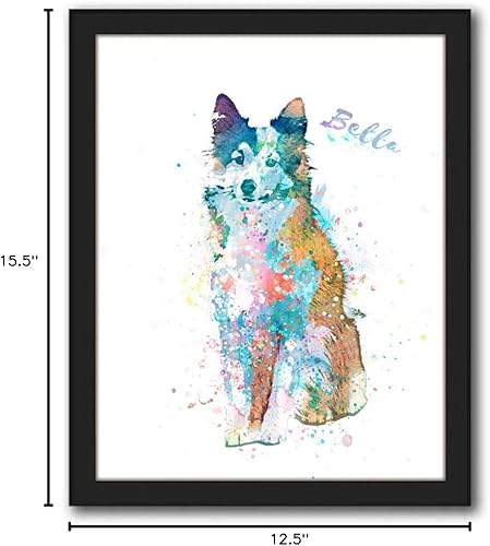 Vista 106 de Regalo personalizado para perros y amantes de los perros. Estilo acuarela. (lienzo enmarcado de 20 x 25 pulgadas, Golden Retriever)