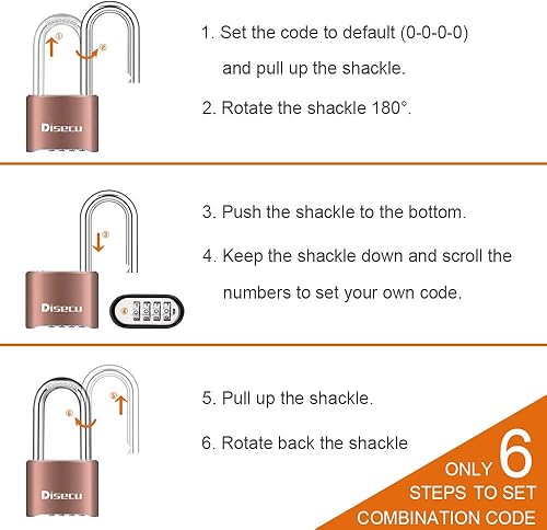 Miniatura 10 de Paquete de 2 cerraduras de combinación de 4 dígitos resistentes, grillete de 2.5 pulgadas de largo, candado impermeable al aire libre para armario