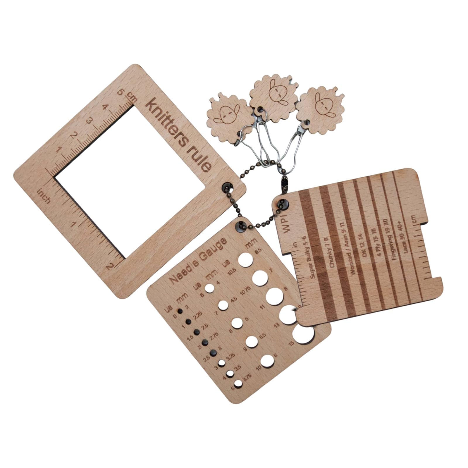 Msioytog Set B Wood Knitting Needle Gauge Yarn Ruler Wood Ruler Tool Stitching Charm Set For Accurate Measurement Tool