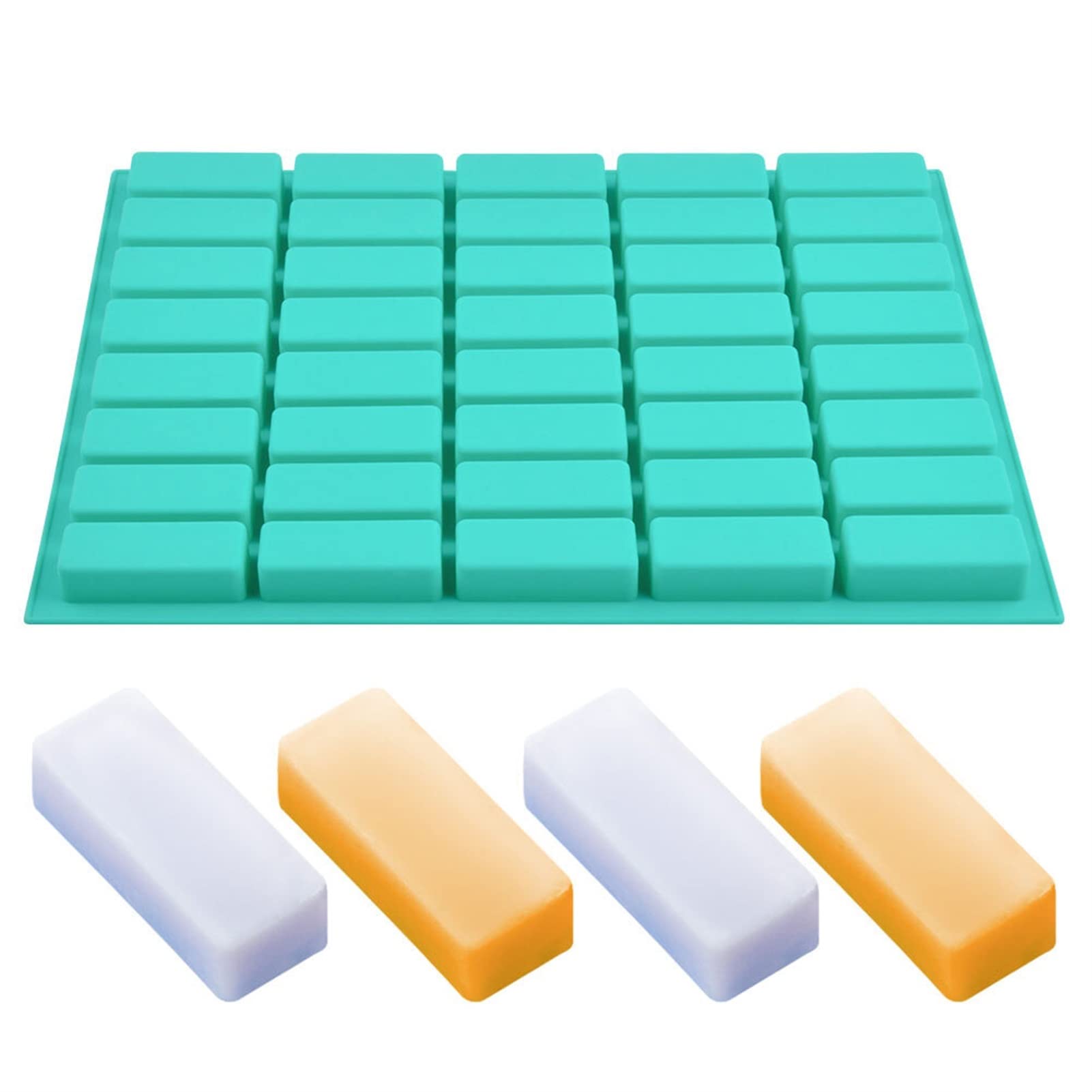 CAREG 40 cavidad rectángulo jabón moldes moldes moldes de Silicona compatibles con Bricolaje Hoja de jabón for el hogar