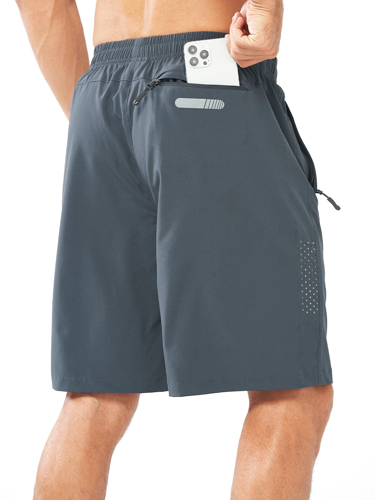 NORTHYARD Męskie sportowe spodenki do biegania szybkoschnące spodenki treningowe 17,8 cm/12,7 cm/23 cm lekkie sportowe spodenki do koszykówki na siłownię piesze wycieczki, Coolgrey, M