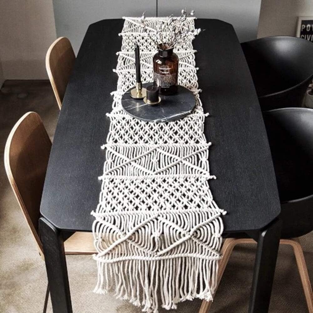 CRUSIO Woven Table Flag Hand-Woven Table Blanket Wedding Banquet Decoration Tablecloth eco-Friendly Cotton Rope VVbeige