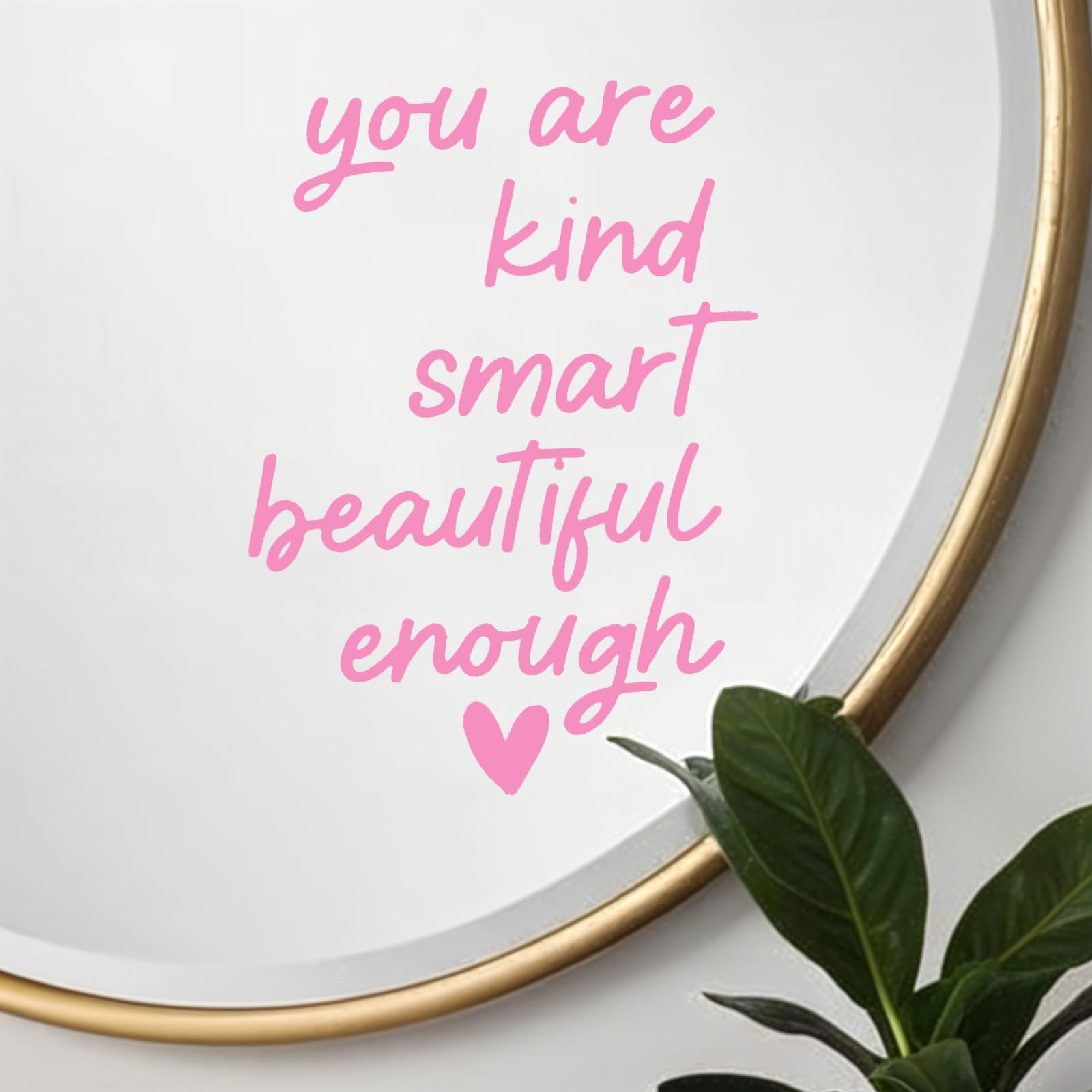 2 Pack Pink Mirror Decal | 3D Waterproof Vinyl Wall Sticker | Positive Affirmation Decor for Women | Stylish Bathroom & 