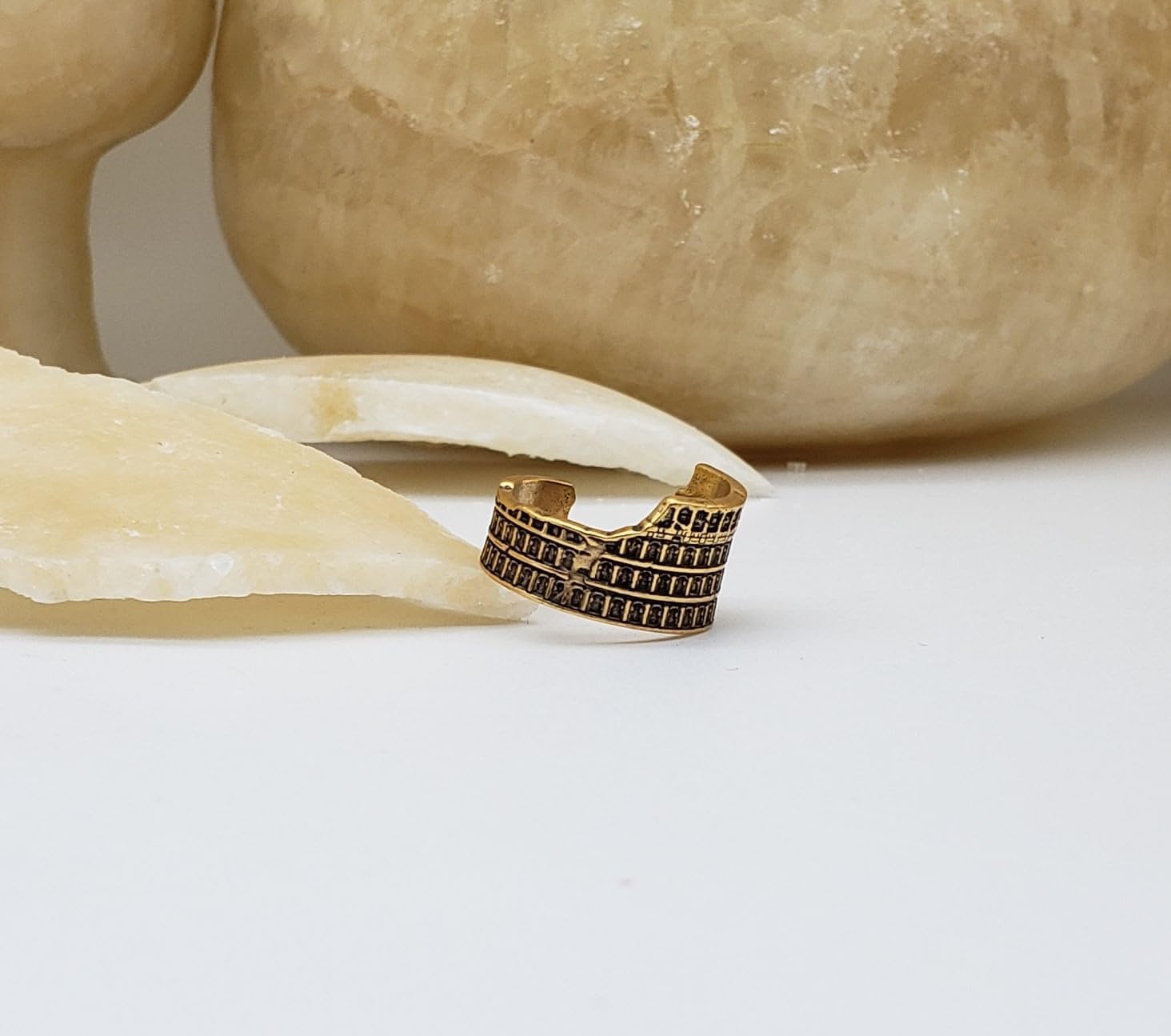 Roman Colosseum Ring - Antiqued Gold Plated- Adjustable