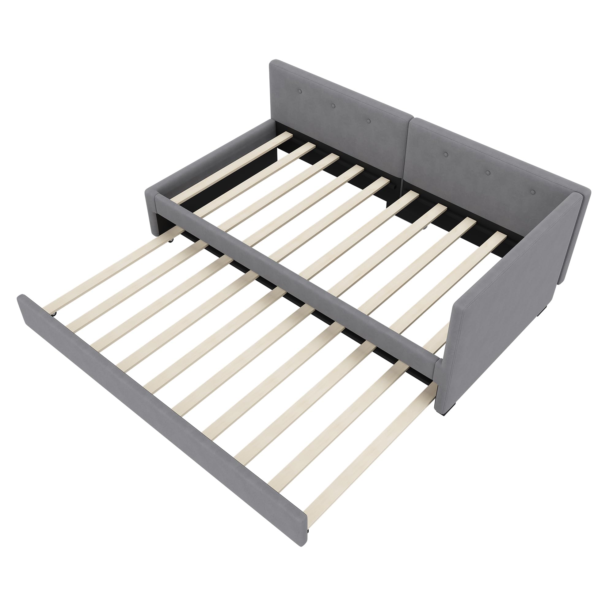 Daybett 90X200cm, Tagesbett mit Rollbett, Schlafsofa, Einzelbett (Ohne Matratze), Minimalistisches Styling (Grau)