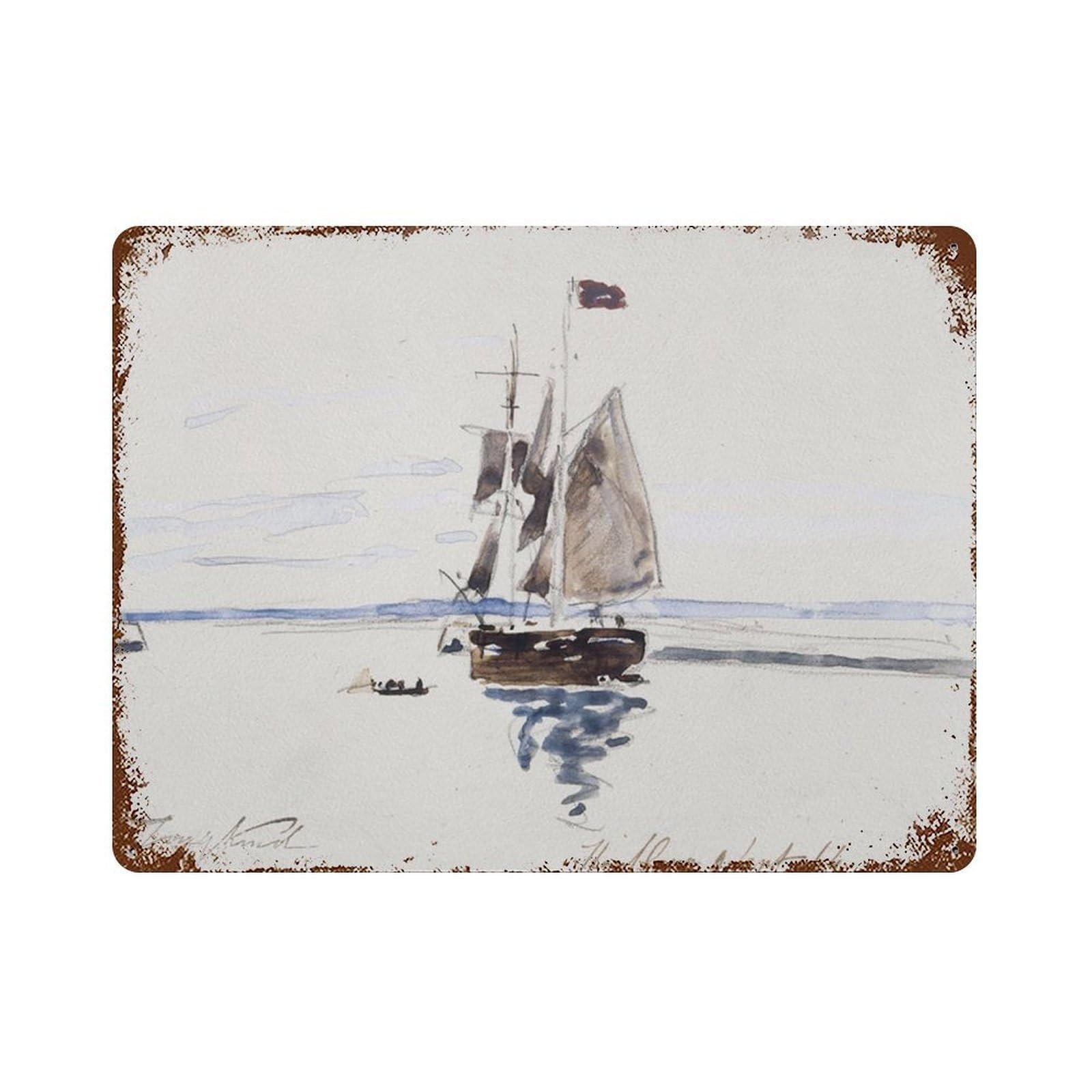 xiaoxiaoshen Neutral Nautical Sailboat, Vintage Nursery Wall Decor Art Metal Tin Poster Modern Home Decor Art Home Bar Shop Decorations Vintage Sign 30x40cm