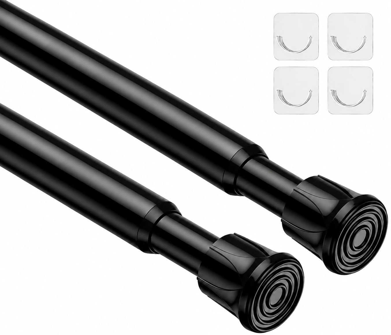Photo 1 of 2 Pack Spring Tension Curtain Rods 28-48 Inches,5/8" Diameter Black Spring Load Adjustable Expandable,Small Tension Curtain Rod for Windows,Kitchen,Doorway,Bathroom,Cupboard Bars