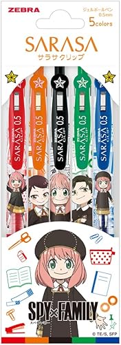 ZEBRA Bolígrafo de gel Sarasa Clip 0.020 in Familia espía 5 colores Set JJ15-5C-SF