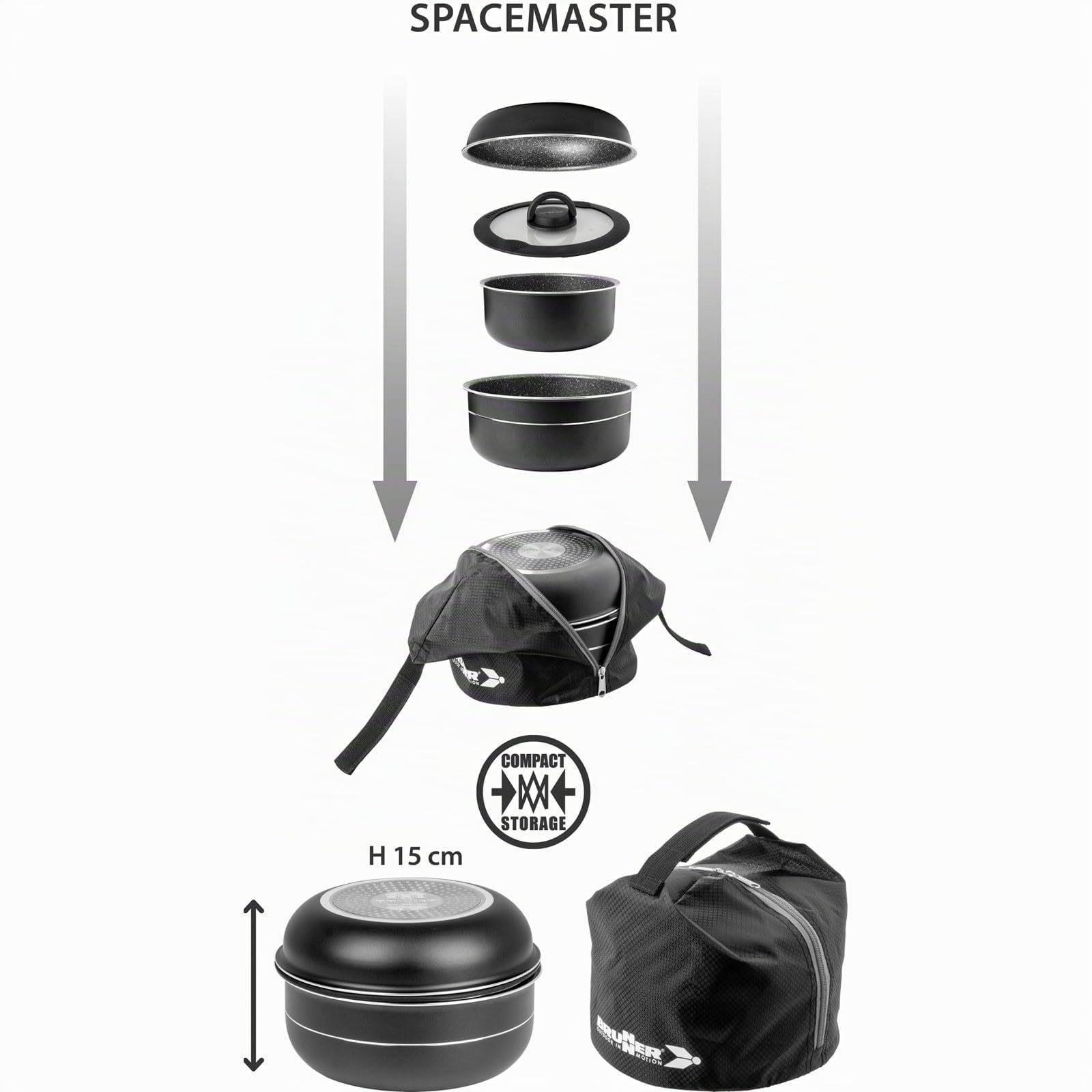 BRUNNER Camping Koch Geschirr Set Pirate Spacemaster 22 cm Outdoor Topf Pfanne