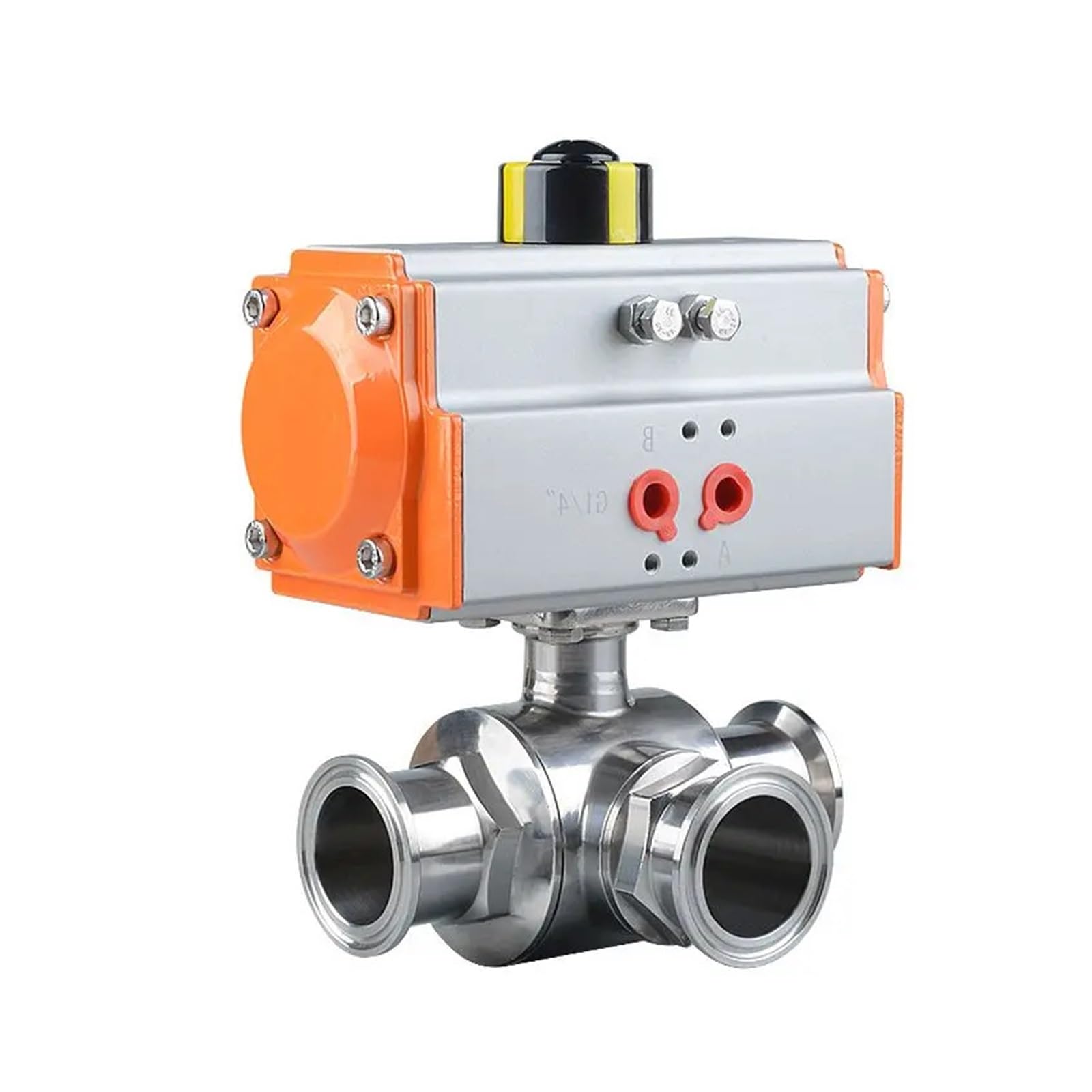 Vanne pneumatique 3 voies 63mm pour dévier les fluides sans fuite en inox