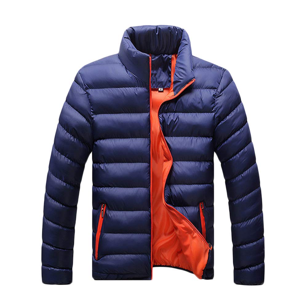Yaott Men's Blue Puffer Down Jacket Lightweight Casual Jackets Warm Casual Winter Outerwear L