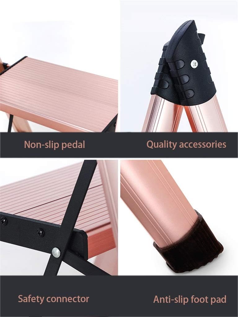 Tools & Home Improvement Practical Aluminum Alloy Stepladders, 2 Step Ladder & 3 Step Ladder Multifunctional Ladder for Office, Kitchen - Anti-Slip Foot Pads Strong (Color : B, Size : 424167CM)