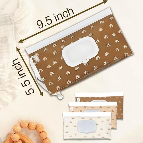 Miniatura 8 de Soporte para toallitas para bebés, dispensador de toallitas, paquete de 3 recipientes portátiles recargables para toallitas limpias, funda