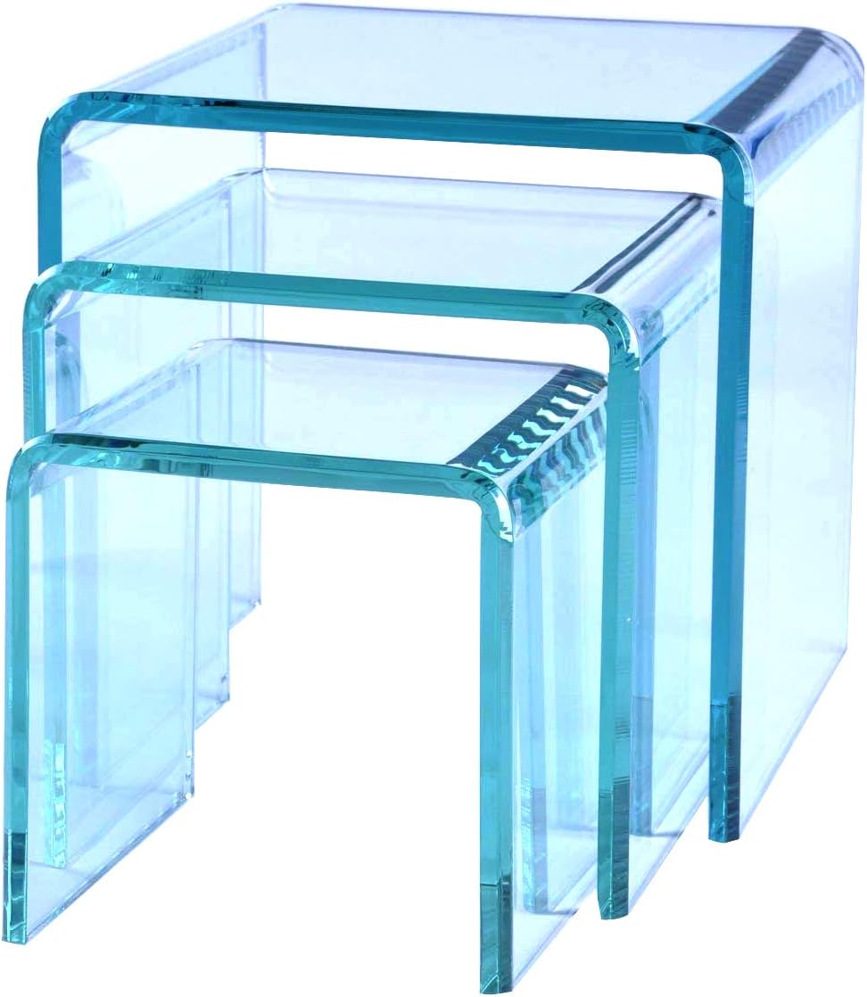 Acrylic Riser Set | Set of 3 Glass Look Risers | Green Glass Look Acrylic Riser Set