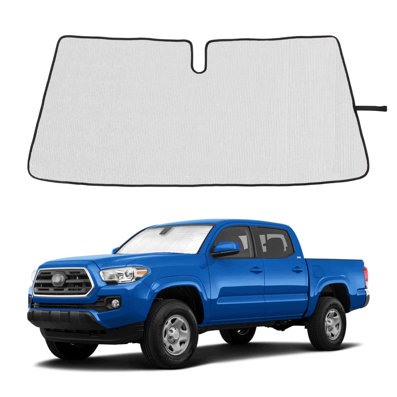 Front Windshield Sunshade for Toyota Tacoma 2006-2024 Accessories, Windshield Sun Shade, Foldable Reflective Sun Visor, Screen Shield Cover UV Blocker Protector HeatShield Keeps Your Vehicle Cool