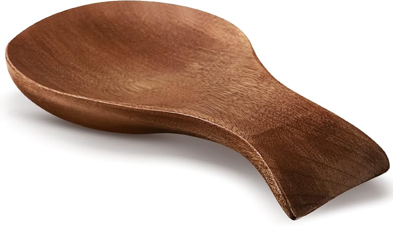 Patelai Acacia Wood Spoon Rest for Kitchen Stove Top Utensils,Brown | Wooden Spatula Holder for Countertop, Protects Surfaces from Stains, Farmhouse Kitchen Decor, Holds Spoons Ladles Utensils