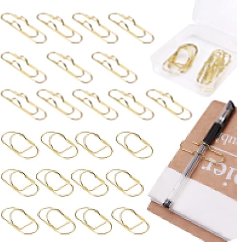 Miniatura 9 de 24 clips de metal para bolígrafos, soporte para bolígrafo con caja de almacenamiento, suministros de papelería multifunción, marcapáginas para