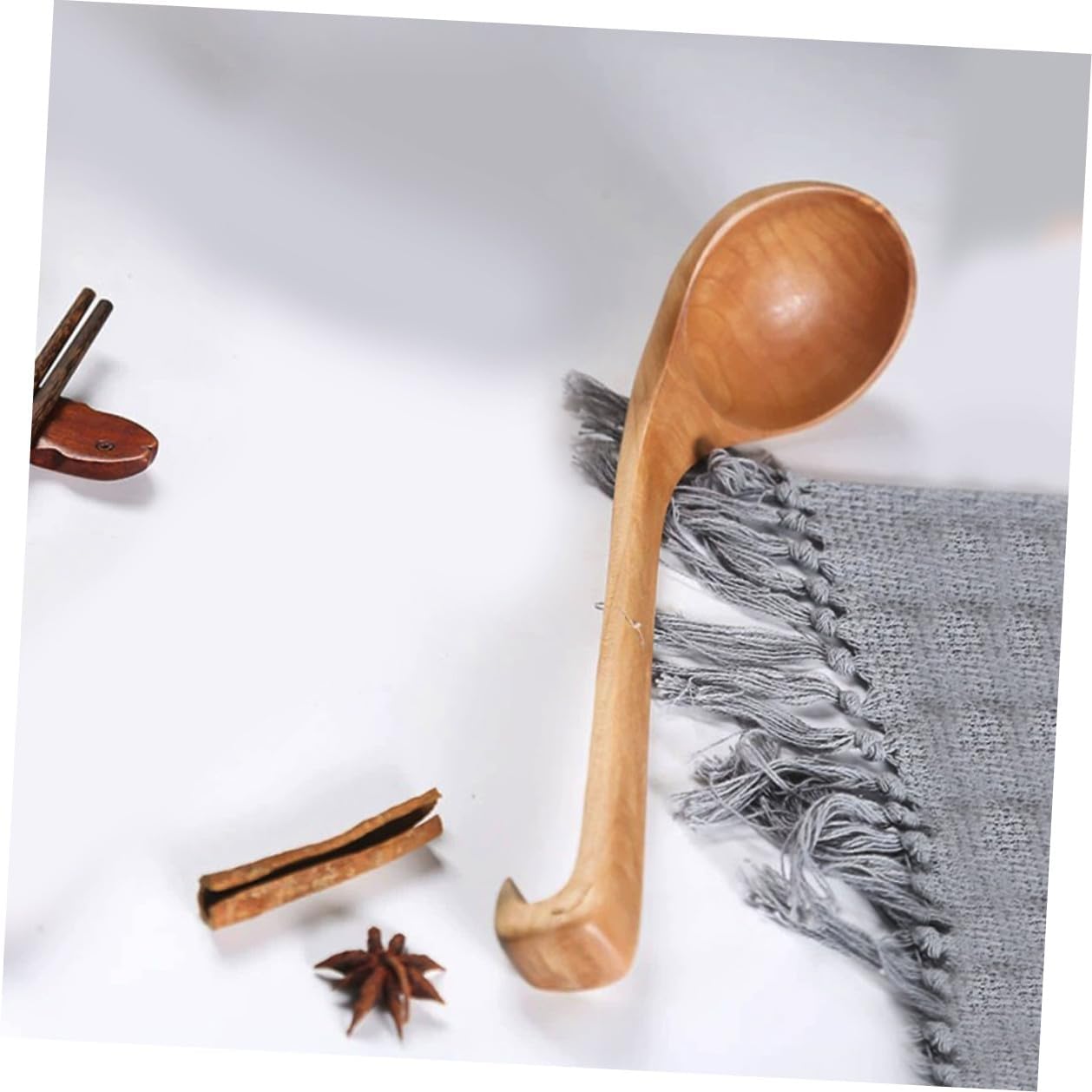 Large Wooden Soup Ladle Long Handle Japanese Style Cooking Spoon for Kitchen Ramen Noodle Stirring Light Wood Serving Utensil