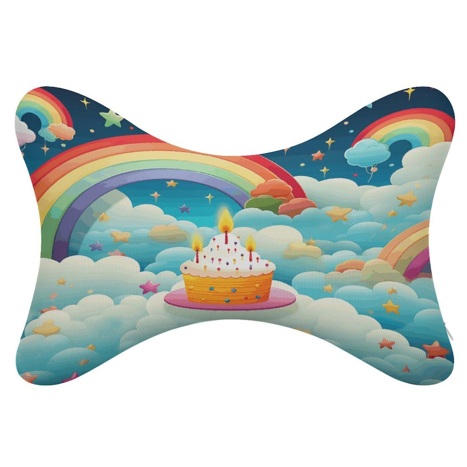 Khauerbc Style Rainbow Birthday Car Headrest Pillow - 2 Pack,Neck Pillow With Washable Removable Cover,Car Travel Pillow For Car Bus Truck Driving Comfort