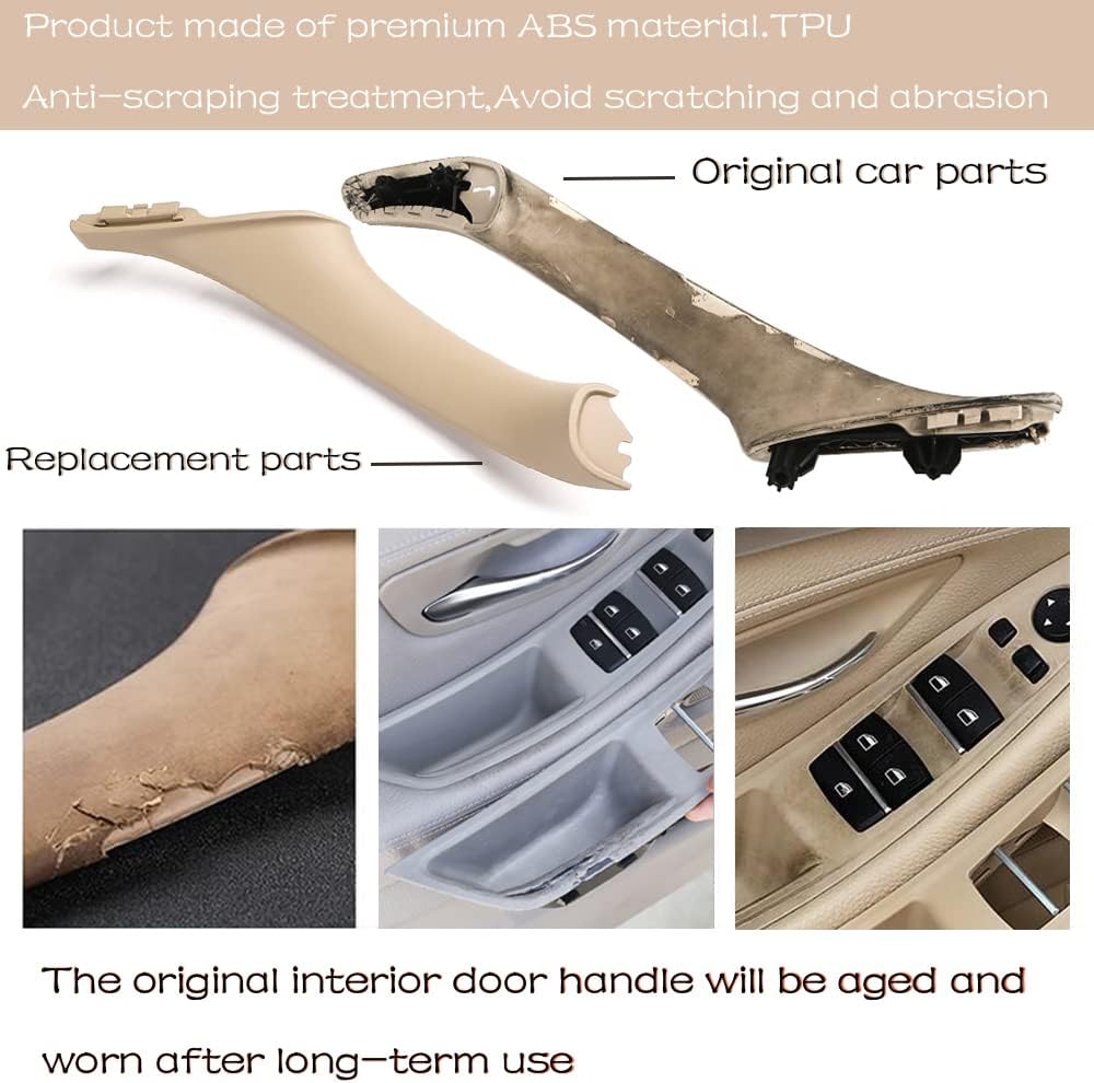 Car Door Handle Cover for BMW 5 Series F10 2011-2016 Interior Door Handles Replace Trim Cover 520i 528i 530i 535d 535i 550i (Beige)