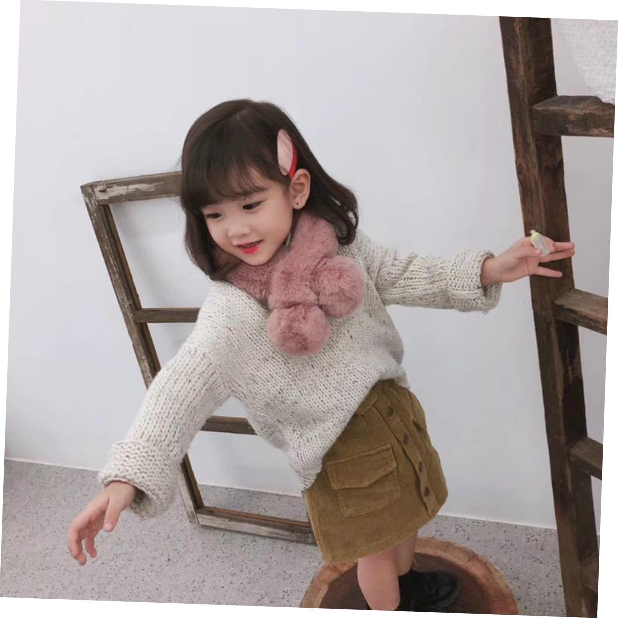 Holibanna Plush Scarf Thickened Winter Neck Warmer Cross Tie Scarf for Pink Cold Weather Warm Accessory