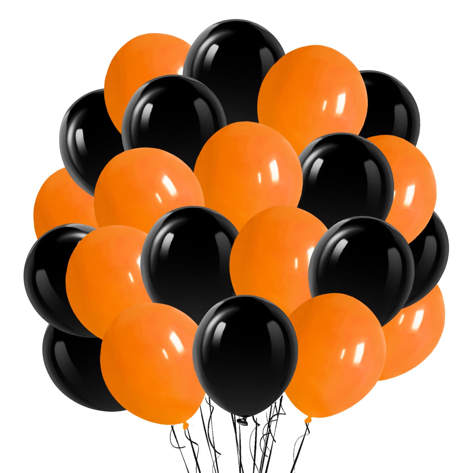 Orange Schwarz Halloween Luftballons, 100 Stück Matte Latex Ballons, Horror Deko Ballon, Orange Konfetti Luftballons Set, für Halloween Herbstfeste Geburtstag Karneval Party Deko, 12 zoll