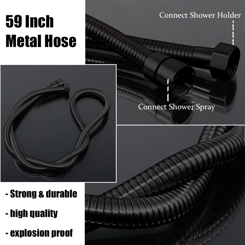 Shower Faucet Set with Tub Spout Matte Black 10 Inch Rainfall Shower with 4 Setting Spray Mixer Shower System Modern Luxury Wall Mounted Tub Shower Faucet Set Rough-in Valve Body (Matte Black) - Image 8