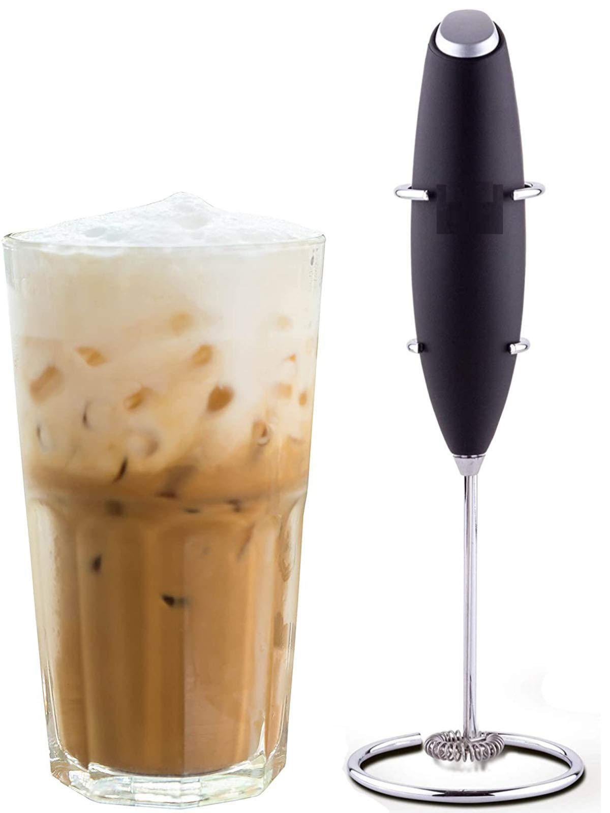 Montalatte Elettrico, Montalatte A Mano, Macchina per Schiuma per Lattine Frusta Mixer per Bevande Frullatore Potente Utensili da Forno Mini Schiuma per Cappuccino, Frappe, Matcha-1 PCS