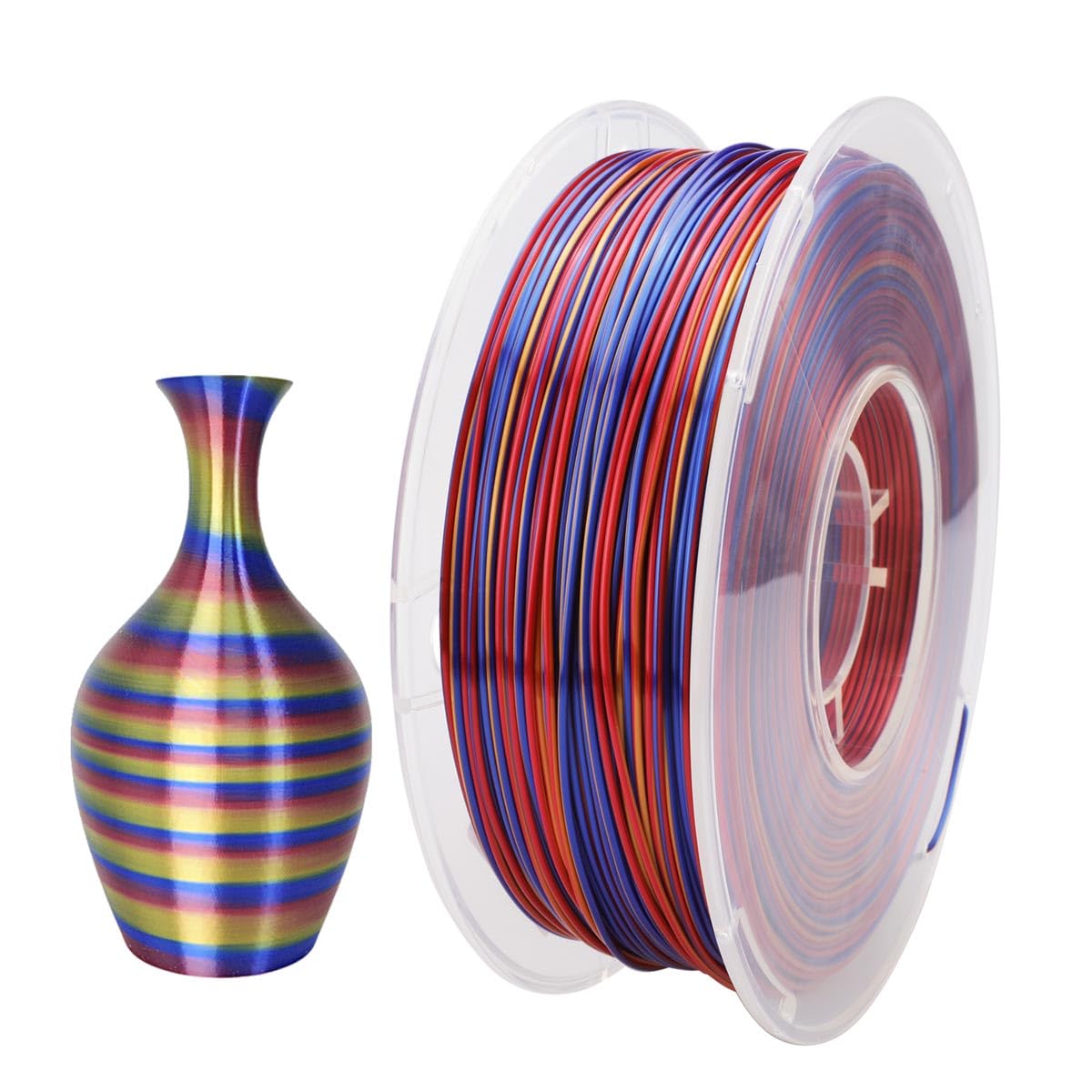 Silk Candy PLA Filament Red Gold Blue 1.75mm 1KG Dynamic Color 3D Printer Filament Gradient Change Shiny Multicolor FDM 3D Printing Materials Red Gold Blue PLA