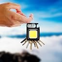 Black Olive COB Small, 800 Lumens Rechargeable Keychain Mini Flashlight with 4 Light Modes,Ultralight Portable Pocket Light with Folding Bracket Bottle Opener and Magnet Base for Camping Walking gallery image